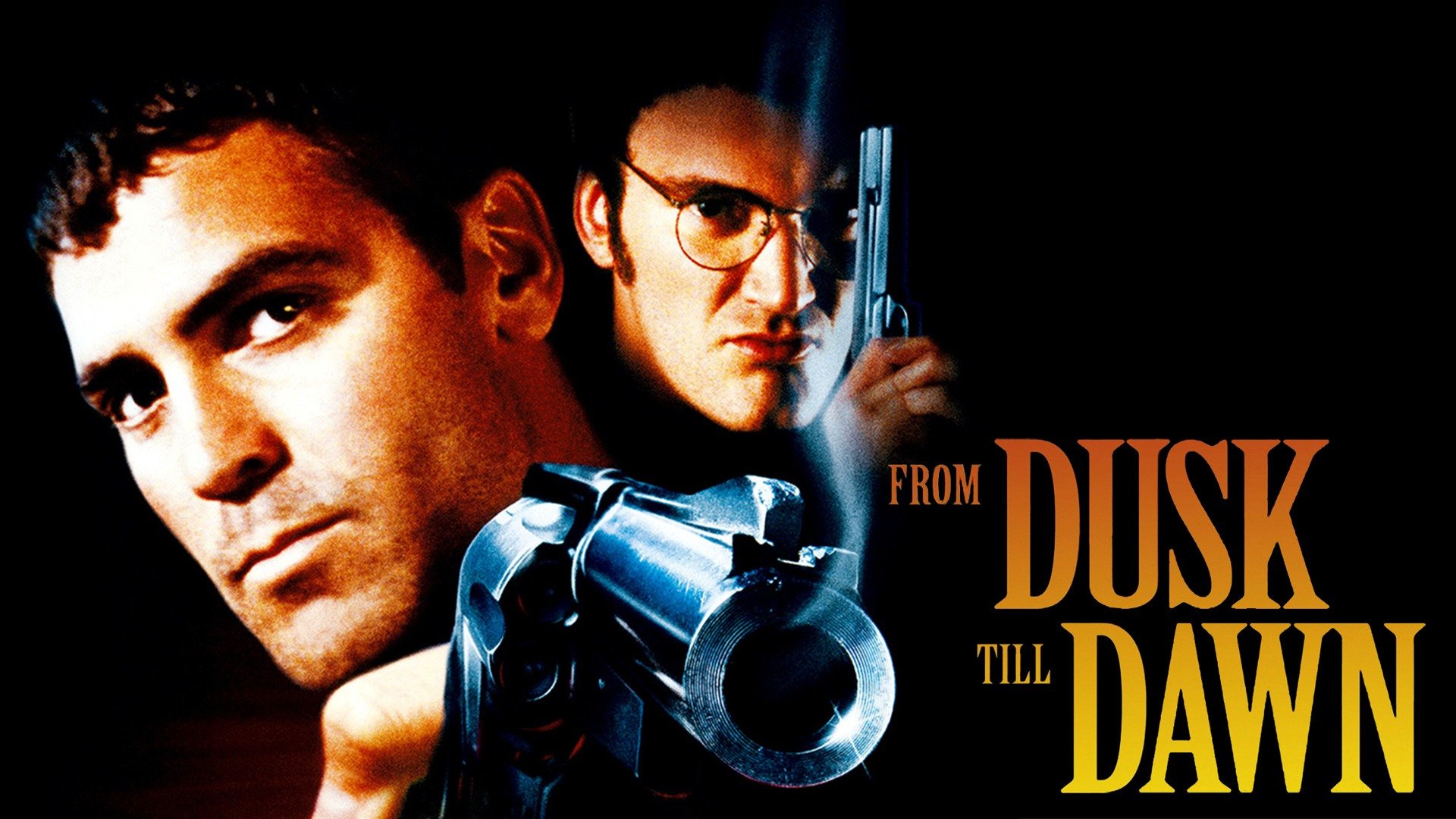 the poster of 'from dusk till dawn', with george clooney and tarantino